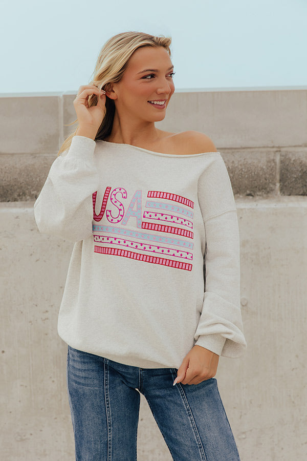 All-American Fun Embroidered Sweatshirt