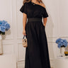 Soho Evening Asymmetrical Poplin Maxi Dress in Black Image - 1