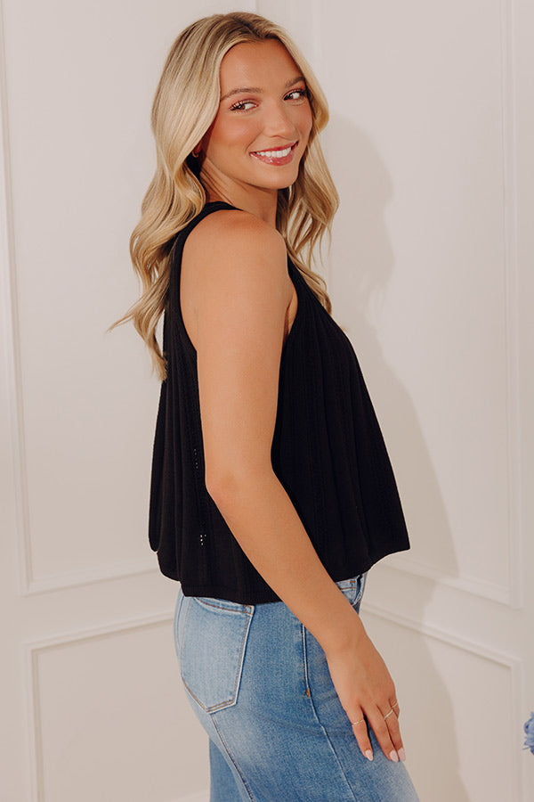 Sparks Fly Pointelle Knit Tank in Black Image - 2