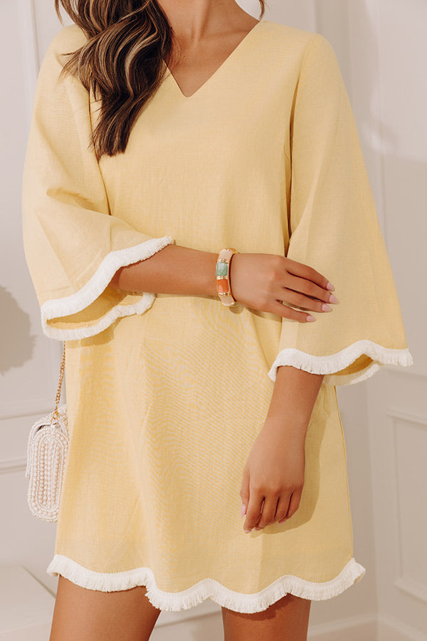 Lakehouse Muse Fringed Mini Dress in Yellow Image - 2