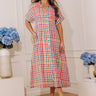 Simple Joy Button Down Gingham Midi Dress Image - 1