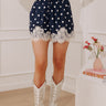 Uptown Ease High Waist Lace Trim Shorts in Navy Image - 1