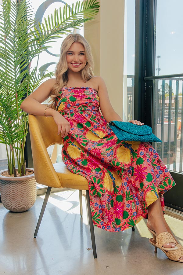 Fiesta Floral Ruched Midi Dress Image - 3