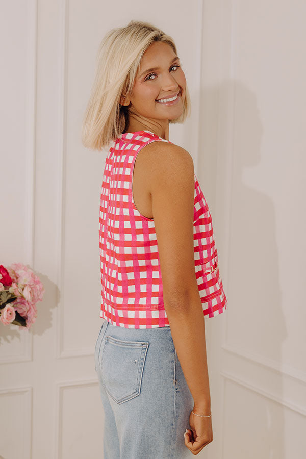 Park Avenue Poise Gingham Top in Hot Pink Image - 4