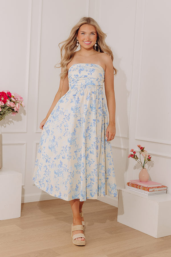 Venetian Garden Ruched Floral Midi Dress Image - 3