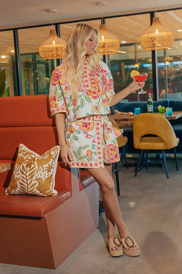 Santorini Brunch High Waist Floral Skort