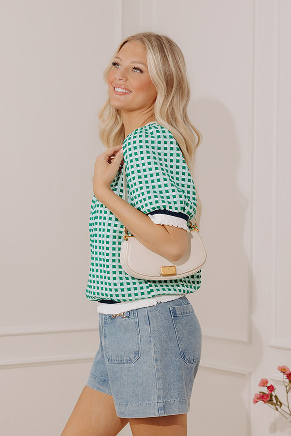 Country Club Charm Knit Gingham Top Image - 4