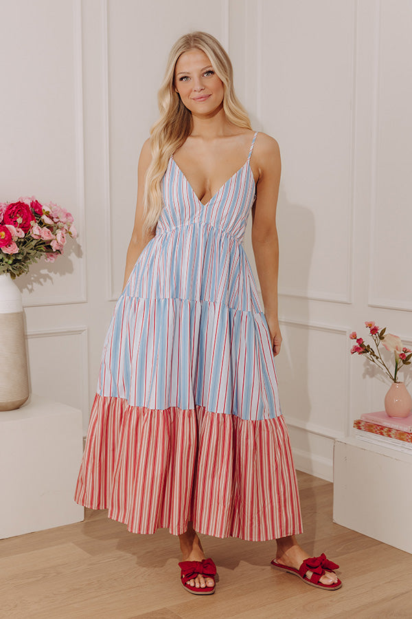 Summer Harbor Stripe Midi Dress Image - 2