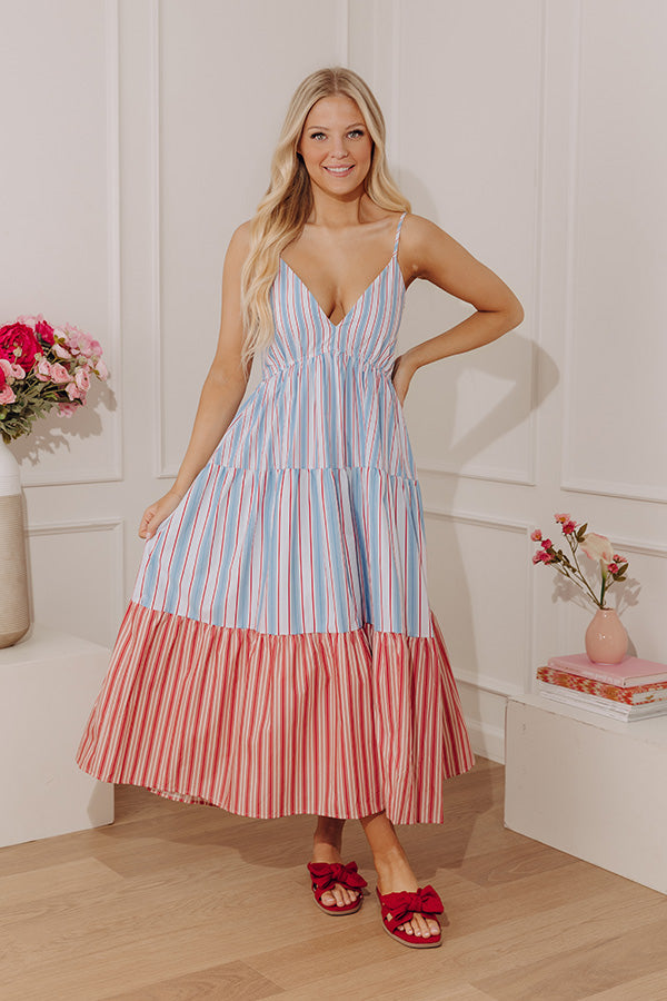 Summer Harbor Stripe Midi Dress Image - 1