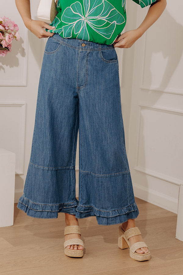 The Virginia Midrise Wide Leg Ruffle Jean Image - 1