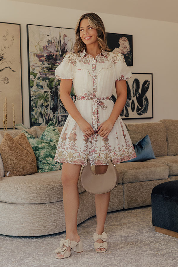 Petal Kiss Floral Button Down Mini Dress Image - 1