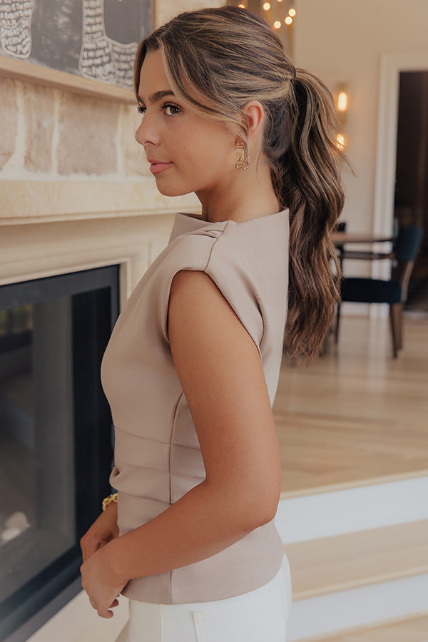 Classy Moment Ruched Top in Taupe Image - 5