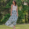 Boho Energy High Waist Floral Midi Skirt in Light Blue Image - 1