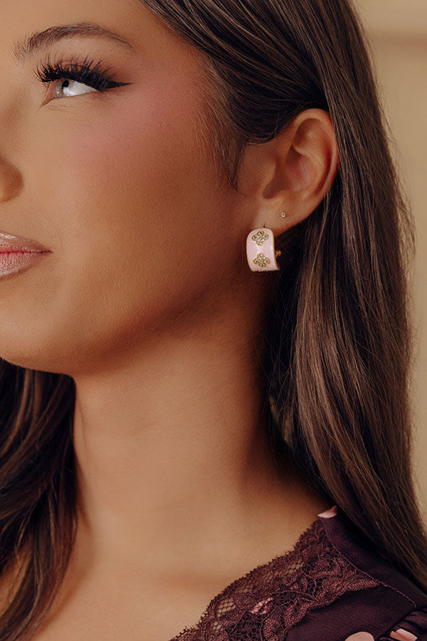 Country Club Chic Hoop Earrings in Pink
