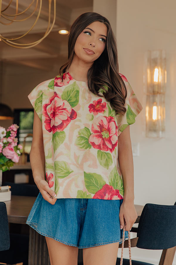 Floral Reverie Knit Sweater Top Image - 4