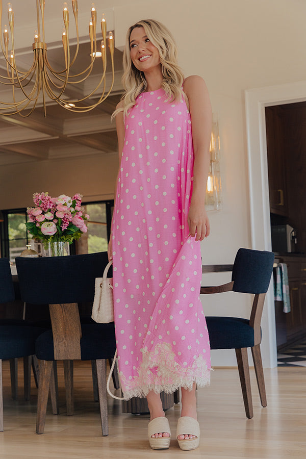 Uptown Ease Polka Dot Midi Dress in Pink Image - 2