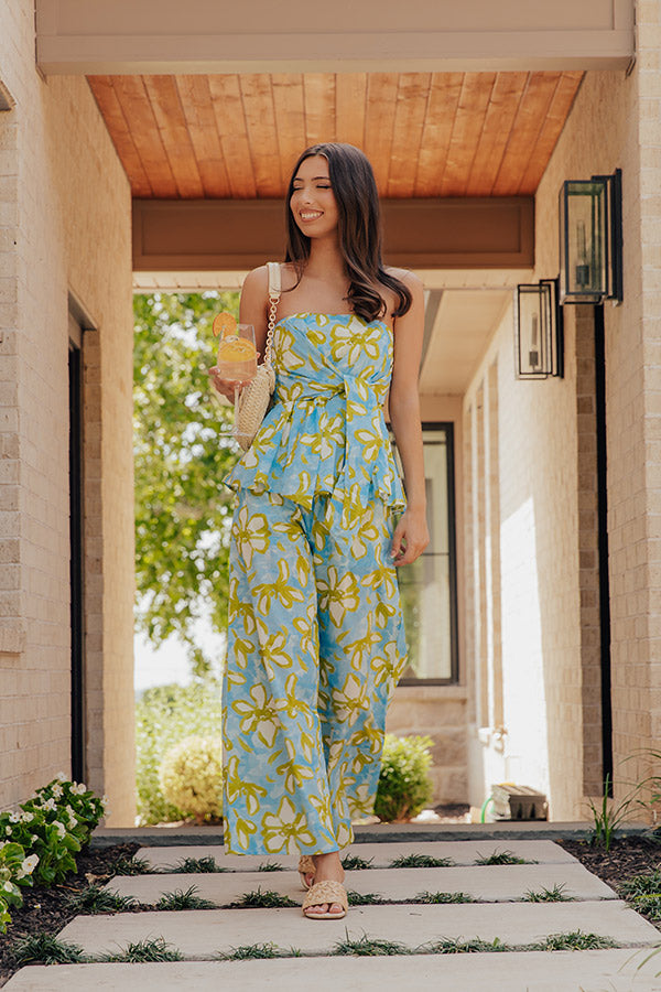 Santorini Sky High Waist Floral Wide Leg Pants