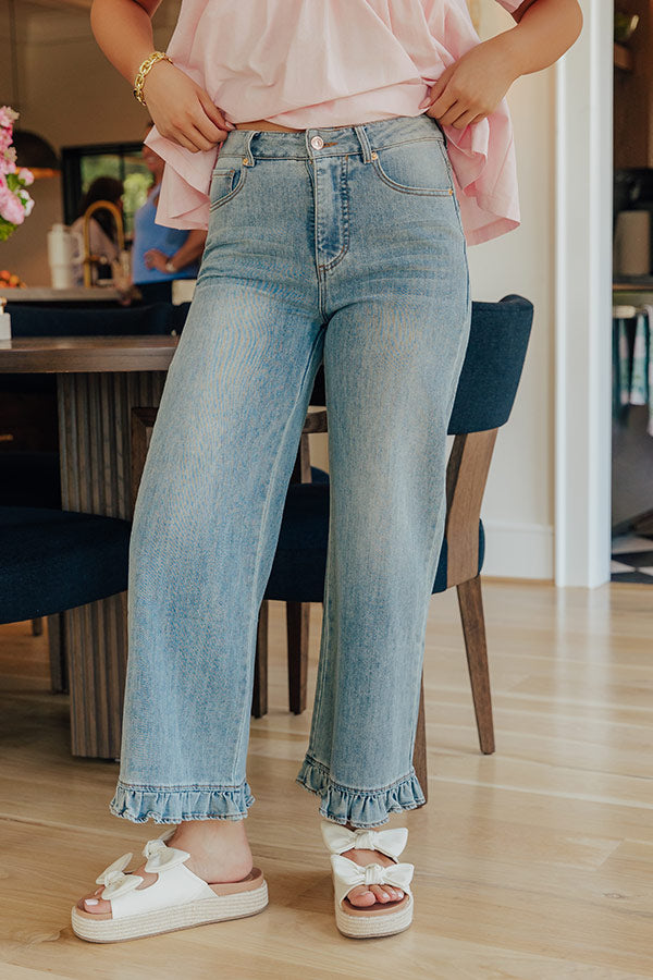 The Cornelia Midrise Ruffle Straight Leg Jean
