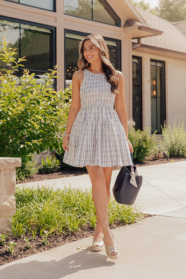 Hamptons Weekend Smocked Plaid Mini Dress Image - 2