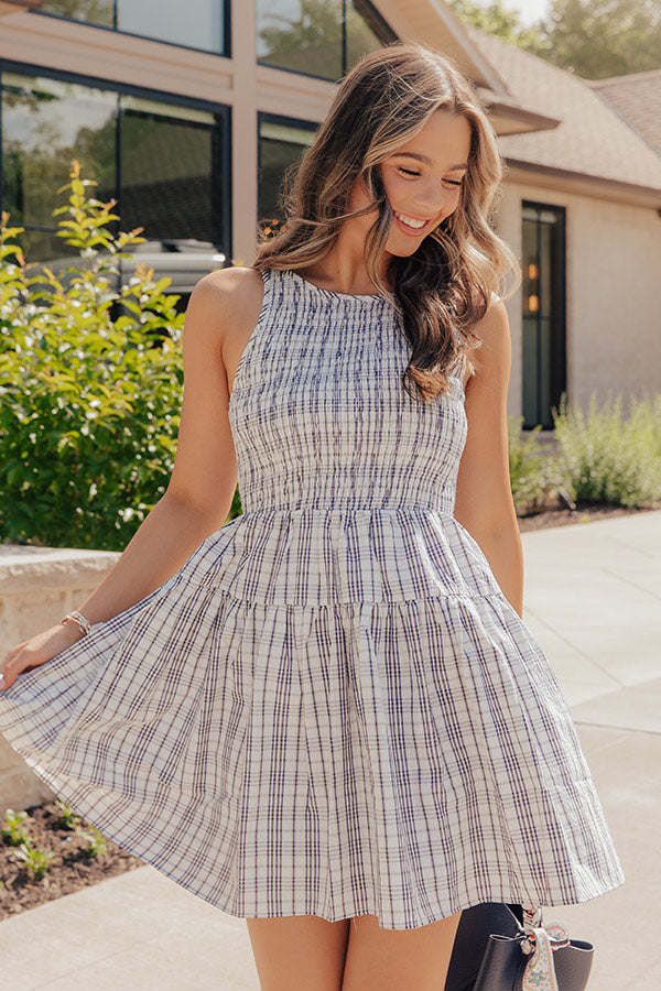 Hamptons Weekend Smocked Plaid Mini Dress Image - 1
