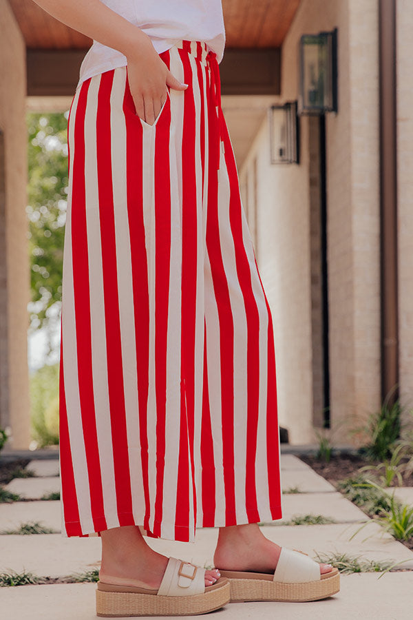 Pier My Way High Waist Stripe Wide Leg Pants in Red Image - 3