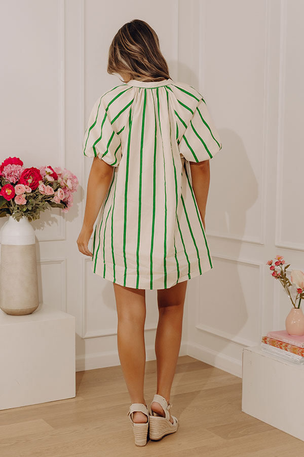 Yacht Club Charm Poplin Mini Dress in Green Image - 4