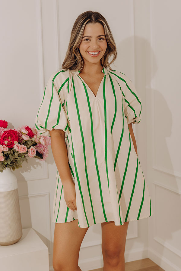 Yacht Club Charm Poplin Mini Dress in Green Image - 2