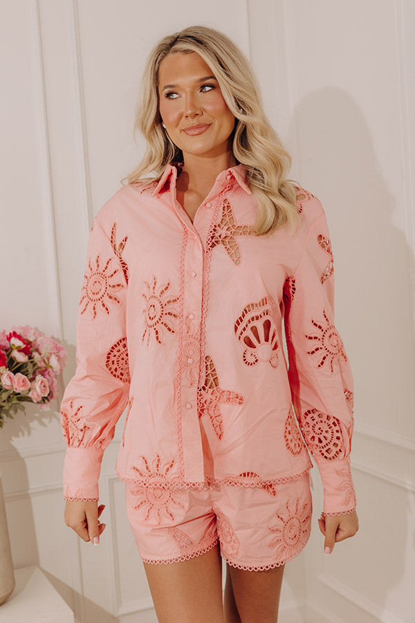 Seaside Bliss Button Up Top in Pink Image - 2