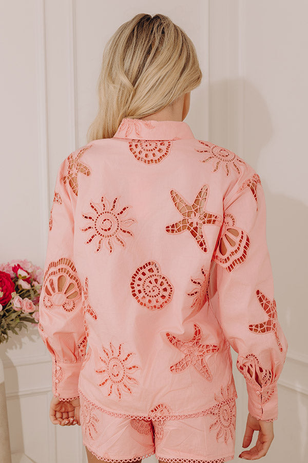 Seaside Bliss Button Up Top in Pink Image - 4
