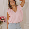 Brunch Date Chic Bubble Hem Top in Pink Image - 1