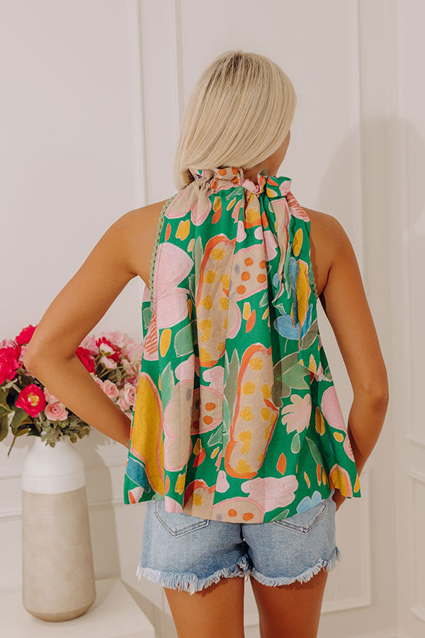 Bright Side Floral Shift Top in Green Image - 4