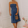Sweet Moment Smocked Chambray Midi Dress in Dark Wash Image - 1