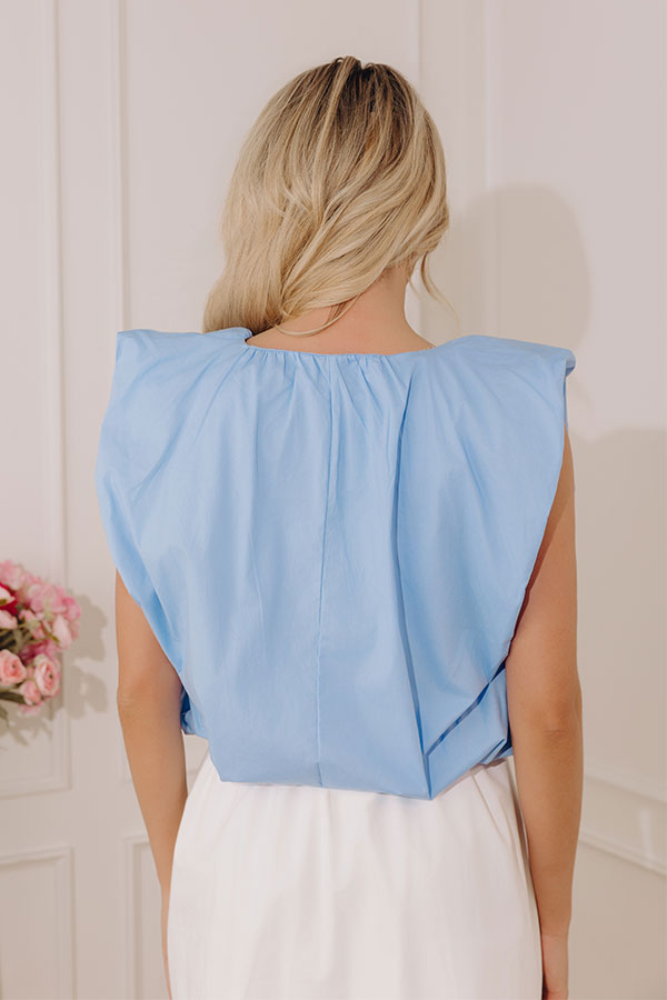 Brunch Date Chic Bubble Hem Top in Sky Blue Image - 5