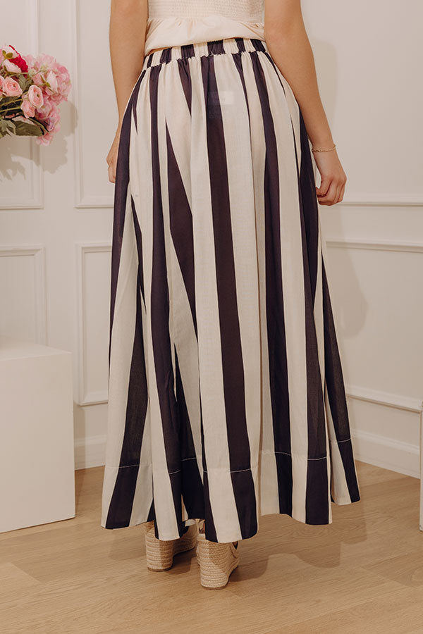 Boathouse Classic High Waist Stripe Maxi Skirt Image - 5