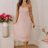 Sweet Moment Smocked Chambray Midi Dress in Blush Image - 1