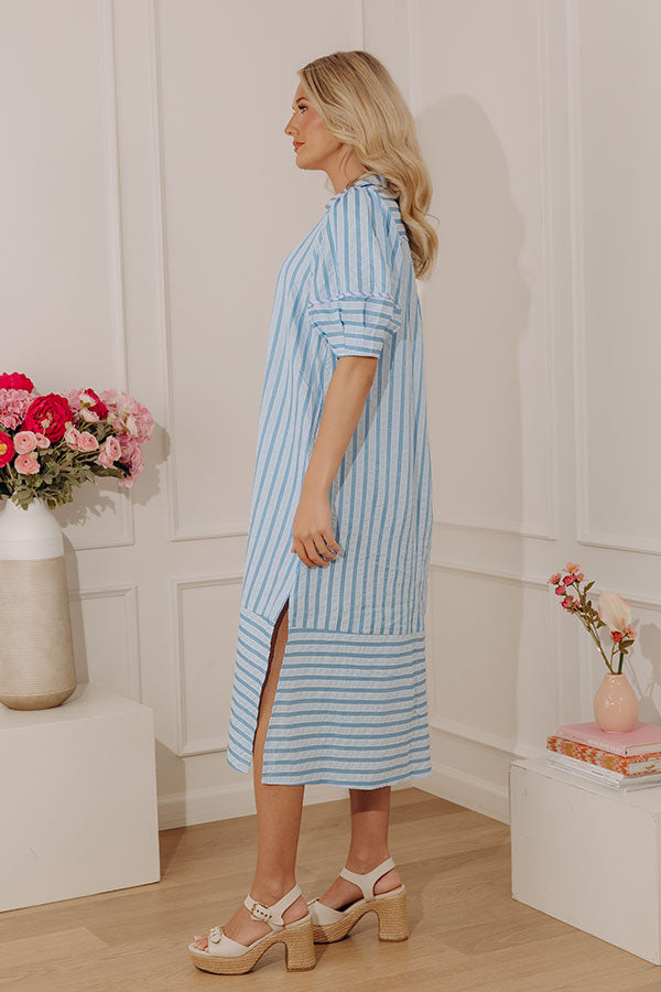 Pier Side Chic Stripe Midi Dress in Sky Blue Image - 3