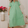 Pier Side Chic Stripe Midi Dress in Lime Image - 1