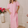 Pier Side Chic Stripe Midi Dress in Pink Image - 1