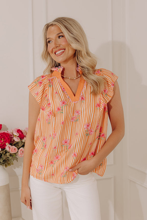 Sunshine and Smiles Floral Stripe Top Image - 1