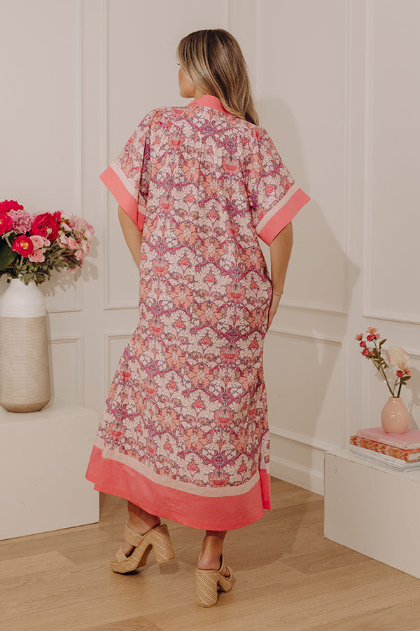 Vacay Ready Caftan Midi Dress in Pink Image - 5