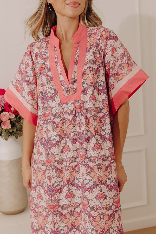 Vacay Ready Caftan Midi Dress in Pink Image - 4