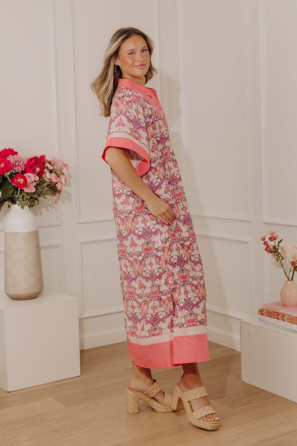 Vacay Ready Caftan Midi Dress in Pink Image - 2