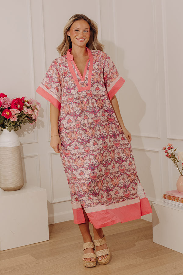Vacay Ready Caftan Midi Dress in Pink Image - 3
