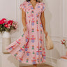 Santorini Stroll Floral Midi Dress in Pink Image - 1