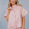 Hibiscus Holiday Floral Jacquard Button Up Top Image - 1