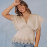 Sleek And Chic Lace Trim Satin Top in Champagne Image - 1