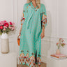 Capri Cabana Satin Maxi Dress in Seaglass Image - 1