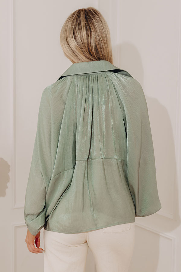 City Lights Organza Zip Up Top in Sage Image - 4