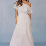 Soho Evening Asymmetrical Poplin Maxi Dress in White Image - 1