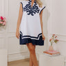 First Class Charm Embroidered Linen-Blend Mini Dress Image - 1